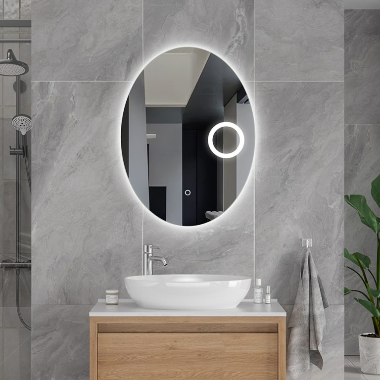 Oval Bathroom Mirror with Magnifying Mirror