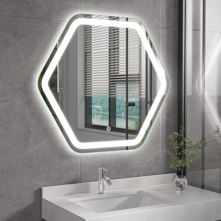 Geometric LED Bathroom Mirror