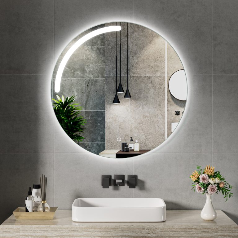 Front Lit Round Bathroom Mirror
