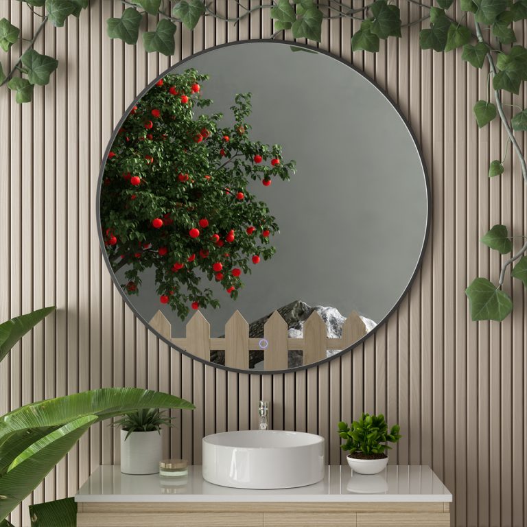 Thin Frame Round Mirror
