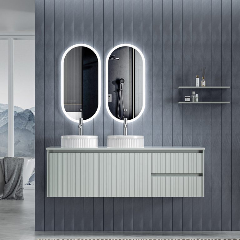 Wall Mounted Fluted Bathroom Vanity