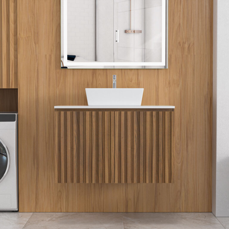 Fluted Wood Bathroom Vanity