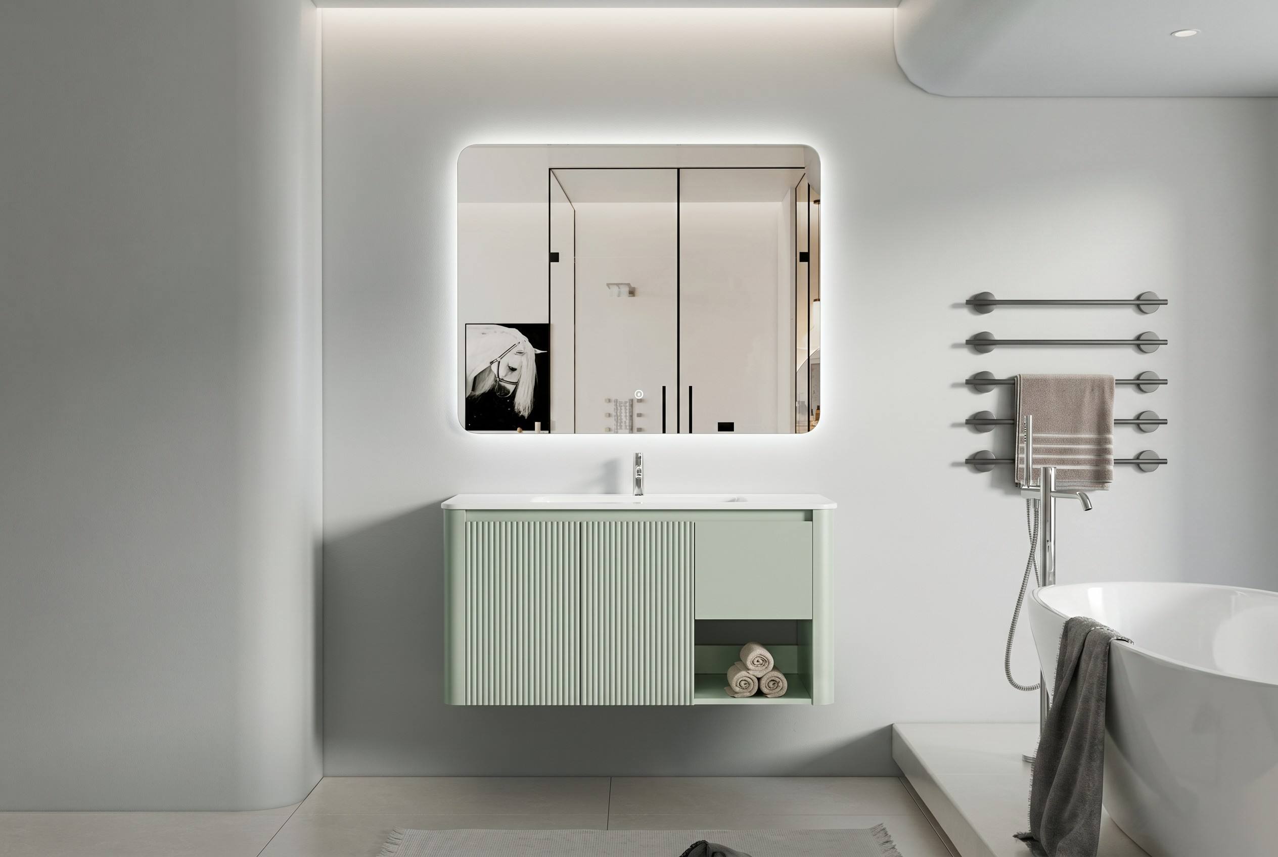 Bathroom Vanity with LED Mirror Cabinet