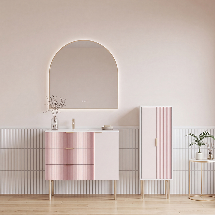 Pink Wall Mounted Bathroom Vanity